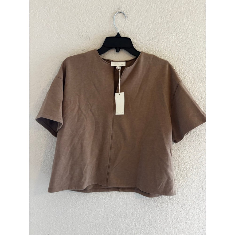 Women's MELLODAY Brown Short Sleeve Tee M nwt